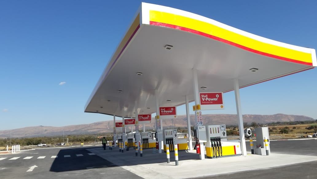 PVC ceiling on a service station forecourt canopy