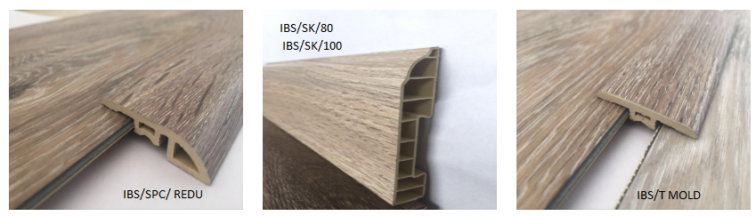 SPC flooring reducer, skirting and T-moulding profiles